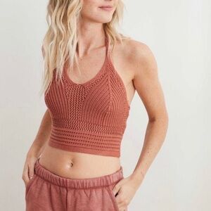 Aerie Crochet Knit Halter Top